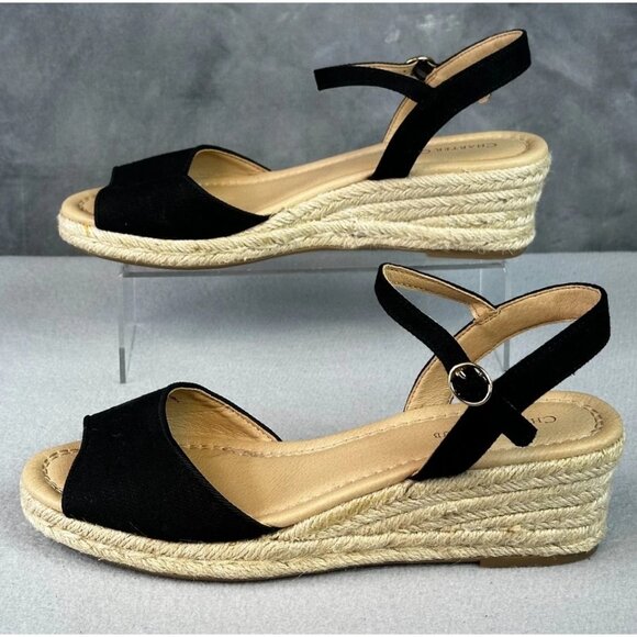 Charter Club Luchia Womens Canvas Buckle Wedge Sandals - Picture 2 of 5